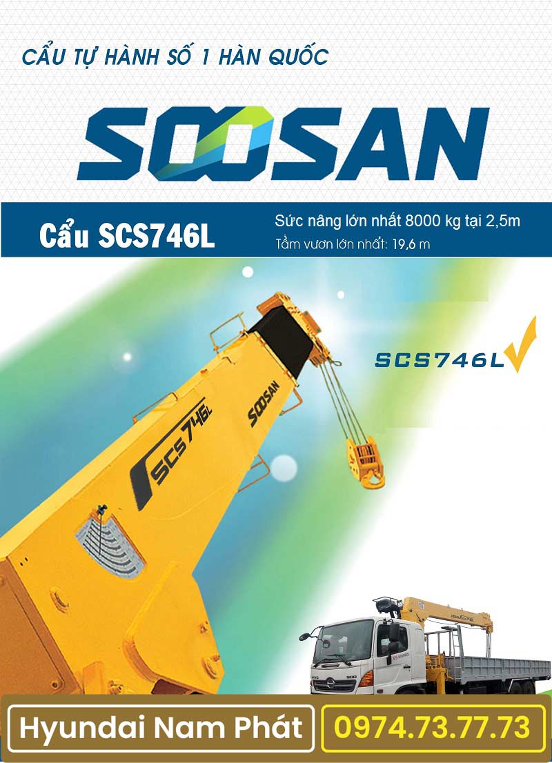 Xe Tải Hyundai 4 Chân HD320 Gắn Cẩu Soosan 7 Tấn SCS746L Hàn Quốc